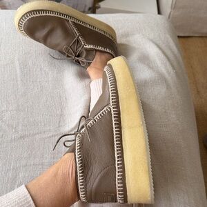 Anthropologie NEW Nyuki Low crochet Leather Pull On Laidback London Ankle Boot